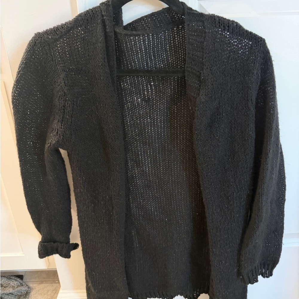 Black Open-Front Knit Sweater